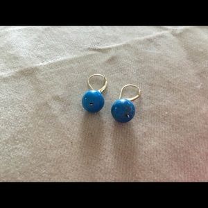 Turquoise bead gold earrings